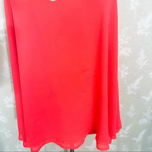 3/$22🩶 FLAW Torrid Womens Top Cami Neon Coral Chiffon Plus Size 1 1X - Picture 9 of 10